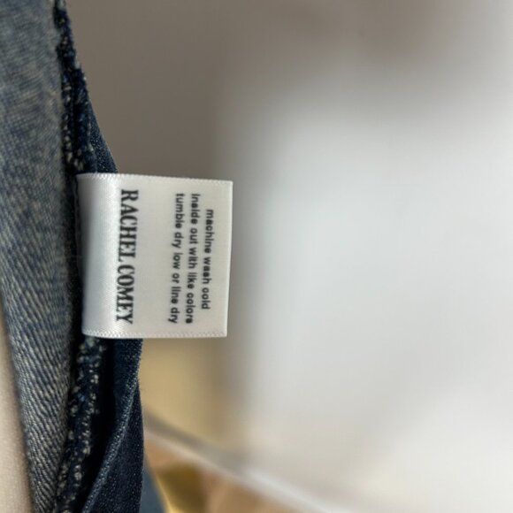 Rachel Comey Women Blue Straight Leg Cut-Off Side Zip Cotton Pull On Jeans 4 - Picture 8 of 9